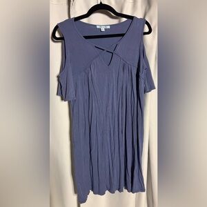 She + Sky Cold Shoulder Blue Blouse